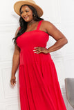 Life's A Picnic Smocked Tiered Midi Dress - Scarlett Red