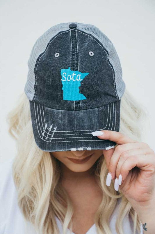 Minnesota - Sota Embroidered Trucker Hat - Grey