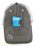 Minnesota - Sota Embroidered Trucker Hat - Grey