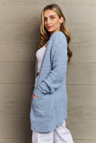 Falling For You Open Front Popcorn Cardigan - Pastel Blue