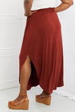 Side Scoop Scrunch Maxi Skirt - Burnt Umber