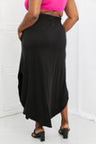 Side Scoop Scrunch Maxi Skirt - Black
