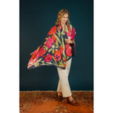 Floral Tapestry Wrap Scarf - Navy Blue