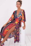 Multi-Color Wrap Midi Dress
