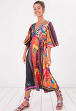 Multi-Color Wrap Midi Dress