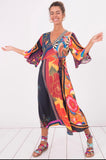 Multi-Color Wrap Midi Dress
