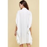 Tencel Wide Button Down Shirt - White