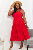 Life's A Picnic Smocked Tiered Midi Dress - Scarlett Red