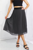 Romantic At Heart Pleated Chiffon Midi Skirt - Dark Gray