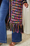 Open Front Fringe Hem Cardigan - Multicolor