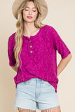 At The Fair Animal Print Textured Top - Magenta