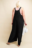 Sleeveless Ruched Wide Leg Overalls - Black