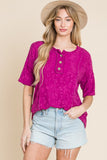 At The Fair Animal Print Textured Top - Magenta