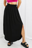 Side Scoop Scrunch Maxi Skirt - Black