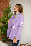 Star Print Military Jacket - Lavender