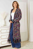 Open Front Fringe Hem Cardigan - Multicolor