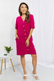 Sunday Brunch Button Down Midi Dress - Magenta