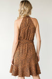 Leopard Belted Sleeveless Dress - Mocha