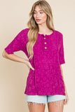 At The Fair Animal Print Textured Top - Magenta