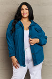 Cozy in the Cabin Fleece Elbow Patch Shacket - Teal