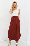 Side Scoop Scrunch Maxi Skirt - Burnt Umber