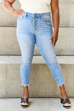 Judy Blue Button Fly Raw Hem Cropped Jeans