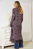 Open Front Fringe Hem Cardigan - Multicolor