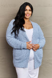 Falling For You Open Front Popcorn Cardigan - Pastel Blue