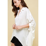 Tencel Wide Button Down Shirt - White