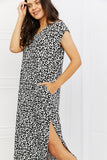 Wild Side Animal Print V-Neck Dress - Black & White