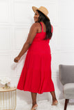 Life's A Picnic Smocked Tiered Midi Dress - Scarlett Red