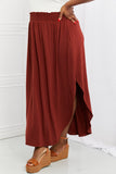 Side Scoop Scrunch Maxi Skirt - Burnt Umber