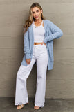 Falling For You Open Front Popcorn Cardigan - Pastel Blue