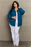 Cozy in the Cabin Fleece Elbow Patch Shacket - Teal