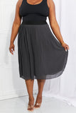 Romantic At Heart Pleated Chiffon Midi Skirt - Dark Gray