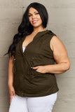 Military Style Hooded Vest - Army Green