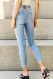 Judy Blue Button Fly Raw Hem Cropped Jeans