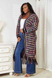 Open Front Fringe Hem Cardigan - Multicolor