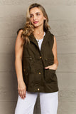 Military Style Hooded Vest - Army Green