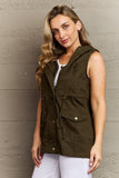 Military Style Hooded Vest - Army Green