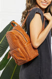 Certainly Chic Faux Leather Woven Backpack - Chestnut