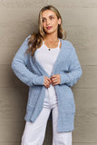 Falling For You Open Front Popcorn Cardigan - Pastel Blue