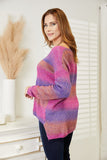 Rib-Knit V-Neck Knit Pullover - Multi