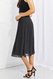 Romantic At Heart Pleated Chiffon Midi Skirt - Dark Gray