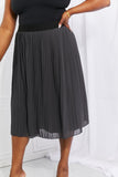 Romantic At Heart Pleated Chiffon Midi Skirt - Dark Gray