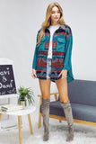 Aztec Button Down Shacket - Charcoal or Teal