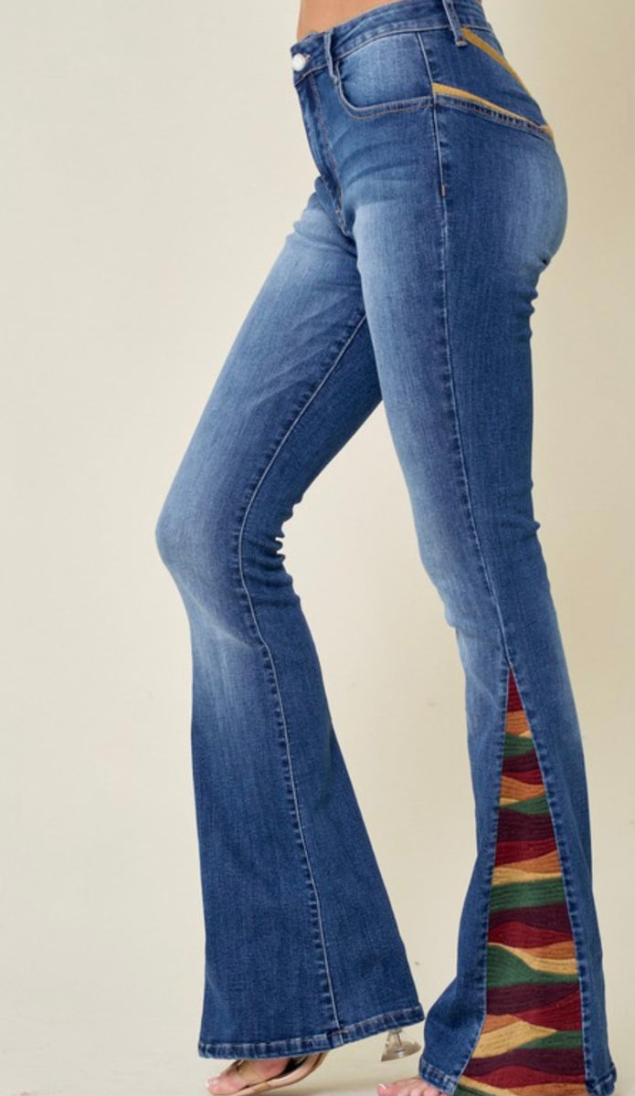 Sunrise Embroidered Denim Flare Jeans – Rust and Rose Boutique