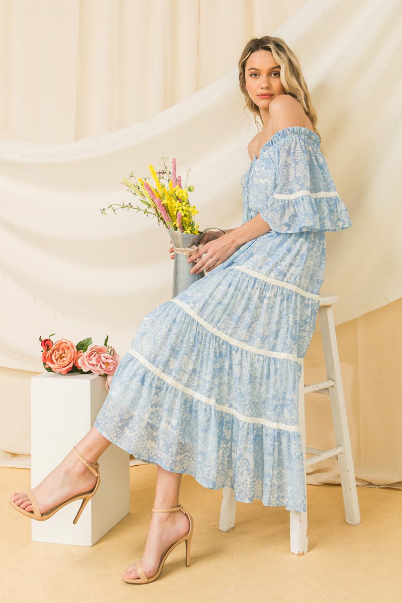 Svag dominere Konfrontere Light Blue Off Shoulder Midi Dress – Rust and Rose Boutique