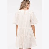 Cream Bell Sleeve Mini Dress