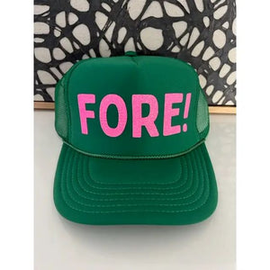 FORE! Foam / Mesh Trucker Hat - Kelly Green